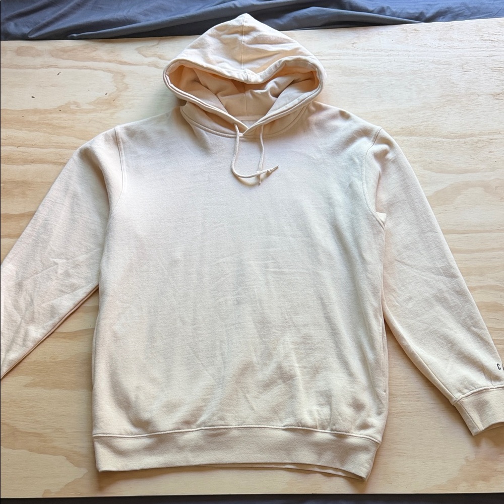Men's Neutral Cream Hooded Sweatshirt - Classic Pullover Hoodie
